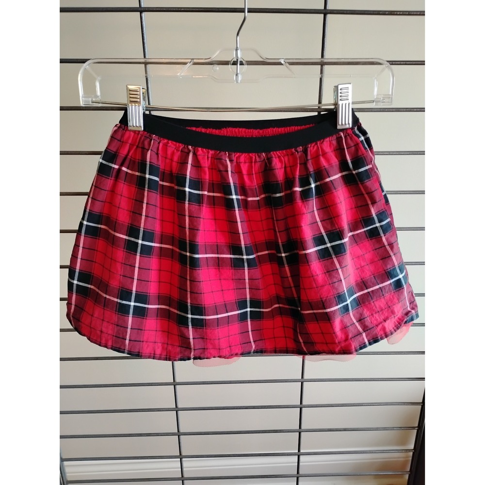 The Childrens Place Girls Red Plaid Tulle Lined Skirt Elastic Waist 5T Holiday